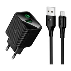 Сетевое зарядное устройство Hoco CS81A, с кабелем, MicroUSB, Черный
