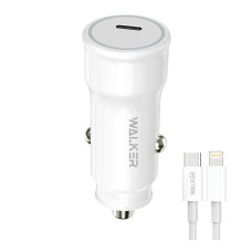 Автомобільний зарядний пристрій Walker WCR-63 Apple iPhone SE 2022,iPhone 14 Pro Max,iPhone 14 Plus,iPhone 14 Pro,iPhone 14,iPhone 13 Pro,iPhone 13 Mini,iPhone 13,iPhone 13 Pro Max,iPhone 12 Mini,iPhone 12 Pro Max,iPhone 12 Pro, Lightning, З кабелем, Біли