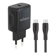 Сетевое зарядное устройство Walker WH-64, с кабелем, Type-C, Черный