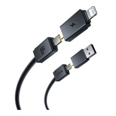 USB кабель Baseus P10383000121-01 Versatile Apple iPhone SE 2022, iPhone 14 Pro Max, iPhone 14 Plus, iPhone 14 Pro, iPhone 14, iPhone 13 Pro, iPhone 13 Mini, iPhone 13, iPhone 13 Pro Max, iPhone 12 Mini, Lightning, Type-C, 1.0 м., Черный