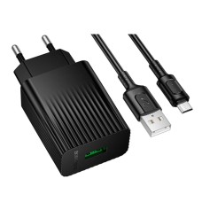 Мережевий зарядний пристрій Borofone BAS72A, MicroUSB, з кабелем, Чорний