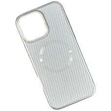 Чохол Apple iPhone 13, Carbon Pattern Shockproof, MagSafe, Срібний