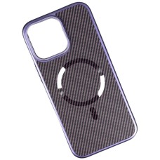 Чохол Apple iPhone 13, Carbon Pattern Shockproof, MagSafe, Фіолетовий