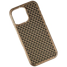 Чохол Apple iPhone 13, Luxury Carbon Fiber Pattern, Gold Triangles, MagSafe, Малюнок