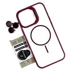 Чохол Apple iPhone 13 Pro, Air Beats Crystal Stand Camera, Burgundy, MagSafe, Бордовий