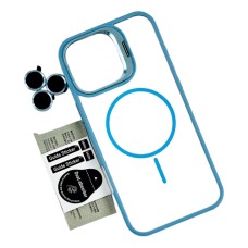 Чохол Apple iPhone 13 Pro, Air Beats Crystal Stand Camera, Light Blue, MagSafe, Блакитний