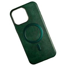 Чохол Apple iPhone 13 Pro, Leather Magnetic Metal Frame, MagSafe, Зелений