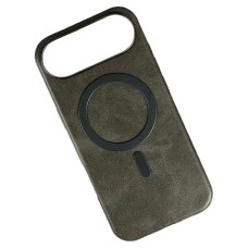 Чохол Apple iPhone 17 Air, Leather Magnetic Metal Frame, MagSafe, Сірий