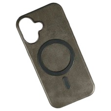 Чохол Apple iPhone 17, Leather Magnetic Metal Frame, MagSafe, Сірий