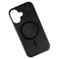 Чохол Apple iPhone 17, Leather Magnetic Metal Frame, MagSafe, Чорний