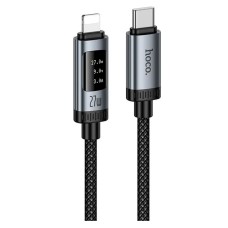 USB кабель Hoco U148 Lord Apple iPhone SE 2022, iPhone 14 Pro Max, iPhone 14 Plus, iPhone 14 Pro, iPhone 14, iPhone 13 Pro, iPhone 13 Mini, iPhone 13, iPhone 13 Pro Max, iPhone 12 Mini, iPhone 12 Pro Max, Lightning, 1.2 м., Чорний