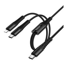 USB кабель Hoco X123 Victory Apple iPhone SE 2022, iPhone 14 Pro Max, iPhone 14 Plus, iPhone 14 Pro, iPhone 14, iPhone 13 Pro, iPhone 13 Mini, iPhone 13, iPhone 13 Pro Max, iPhone 12 Mini, iPhone 12 Pro Max, Lightning, Type-C, 1.0 м., Чорний