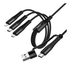 USB кабель Hoco X123 Victory Apple iPhone SE 2022, iPhone 14 Pro Max, iPhone 14 Plus, iPhone 14 Pro, iPhone 14, iPhone 13 Pro, iPhone 13 Mini, iPhone 13, iPhone 13 Pro Max, iPhone 12 Mini, Lightning, Type-C, MicroUSB, 1.0 м., Чорний