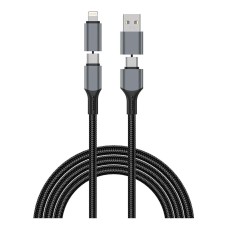 USB кабель WiWU Wi-C085 Raptor Pro Apple iPhone SE 2022, iPhone 14 Pro Max, iPhone 14 Plus, iPhone 14 Pro, iPhone 14, iPhone 13 Pro, iPhone 13 Mini, iPhone 13, iPhone 13 Pro Max, iPhone 12 Mini, Lightning, Type-C, 1.0 м., Чорний