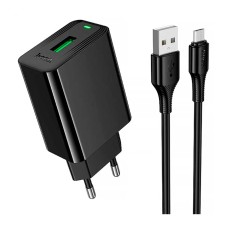 Сетевое зарядное устройство Hoco CS92A Leader, с кабелем, MicroUSB, Черный