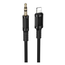 Кабель AUX Borofone BL25A Nice Apple iPhone SE 2022, iPhone 14 Pro Max, iPhone 14 Plus, iPhone 14 Pro, iPhone 14, iPhone 13 Pro, iPhone 13 Mini, iPhone 13, iPhone 13 Pro Max, iPhone 12 Mini, iPhone 12 Pro Max, Lightning, 3,5 мм., 1.0 м., Чорний