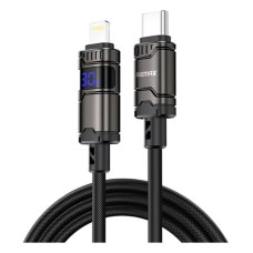 USB кабель Remax C01-AC66W Apple iPhone SE 2022, iPhone 14 Pro Max, iPhone 14 Plus, iPhone 14 Pro, iPhone 14, iPhone 13 Pro, iPhone 13 Mini, iPhone 13, iPhone 13 Pro Max, iPhone 12 Mini, iPhone 12 Pro Max, Lightning, 1.2 м., Чорний