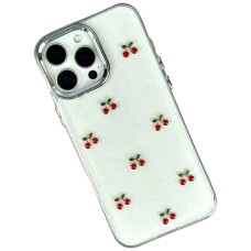 Чехол Apple iPhone 11 Pro Max, Shiny Crystal Colored Bow, Cherries, Рисунок