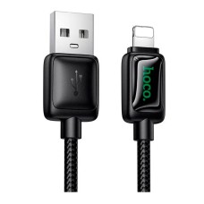 USB кабель Hoco U146 Mundo Apple iPhone SE 2022, iPhone 14 Pro Max, iPhone 14 Plus, iPhone 14 Pro, iPhone 14, iPhone 13 Pro, iPhone 13 Mini, iPhone 13, iPhone 13 Pro Max, iPhone 12 Mini, iPhone 12 Pro Max, Lightning, 1.2 м., Чорний