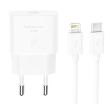Сетевое зарядное устройство XO L167 Apple iPhone SE 2022, iPhone 14 Pro Max, iPhone 14 Plus, iPhone 14 Pro, iPhone 14, iPhone 13 Pro, iPhone 13 Mini, iPhone 13, iPhone 13 Pro Max, iPhone 12 Mini, iPhone 12 Pro Max, iPhone 12 Pro, с кабелем, Lightning, Бел