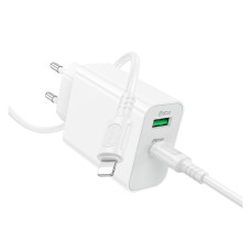 Мережевий зарядний пристрій Borofone BA106A Stellar Apple iPhone SE 2022, iPhone 14 Pro Max, iPhone 14 Plus, iPhone 14 Pro, iPhone 14, iPhone 13 Pro, iPhone 13 Mini, iPhone 13, iPhone 13 Pro Max, iPhone 12 Mini, iPhone 12 Pro Max, Lightning, з кабелем, Бі