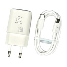 Сетевое зарядное устройство WUW T104C, с кабелем, Type-C, Белый