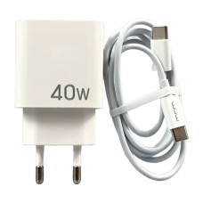 Сетевое зарядное устройство WUW T108, с кабелем, Type-C, Белый