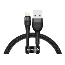 USB кабель SENTEO ST-01 Montes Apple iPhone SE 2022, iPhone 14 Pro Max, iPhone 14 Plus, iPhone 14 Pro, iPhone 14, iPhone 13 Pro, iPhone 13 Mini, iPhone 13, iPhone 13 Pro Max, iPhone 12 Mini, iPhone 12 Pro Max, Lightning, 2.0 м., Чорний
