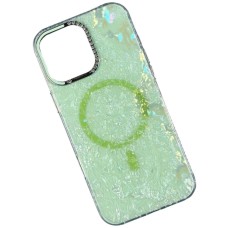 Чохол Apple iPhone 13 Pro, Luxury Iridescent Marble, MagSafe, Зелений