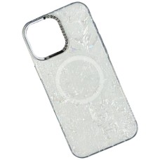 Чохол Apple iPhone 13, Luxury Iridescent Marble, MagSafe, Білий