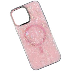 Чохол Apple iPhone 15 Pro, Luxury Iridescent Marble, MagSafe, Рожевий
