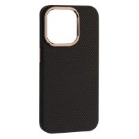 Чехол Apple iPhone 15, Carbon Style, MagSafe, Черный