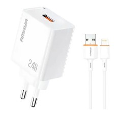 Мережевий зарядний пристрій Amaya E79D Apple iPhone SE 2022, iPhone 14 Pro Max, iPhone 14 Plus, iPhone 14 Pro, iPhone 14, iPhone 13 Pro, iPhone 13 Mini, iPhone 13, iPhone 13 Pro Max, iPhone 12 Mini, iPhone 12 Pro Max, iPhone 12 Pro, Lightning, з кабелем,