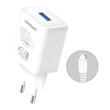 Мережевий зарядний пристрій Amaya M3, MicroUSB, з кабелем, Білий
