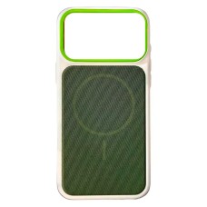 Чохол Apple iPhone 17 Pro, TechWoven Hybrid, White-Green, MagSafe, Білий