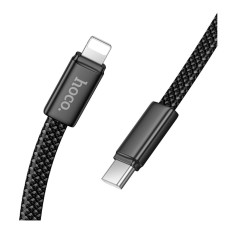 USB кабель Hoco X125 Exceso Apple iPhone SE 2022, iPhone 14 Pro Max, iPhone 14 Plus, iPhone 14 Pro, iPhone 14, iPhone 13 Pro, iPhone 13 Mini, iPhone 13, iPhone 13 Pro Max, iPhone 12 Mini, iPhone 12 Pro Max, Lightning, 1.0 м., Чорний