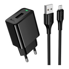 Сетевое зарядное устройство Hoco CS91A Leader, с кабелем, MicroUSB, Черный