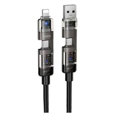 USB кабель Hoco U151 Goldsmith Apple iPhone SE 2022, iPhone 14 Pro Max, iPhone 14 Plus, iPhone 14 Pro, iPhone 14, iPhone 13 Pro, iPhone 13 Mini, iPhone 13, iPhone 13 Pro Max, iPhone 12 Mini, iPhone 12 Pro Max, Lightning, Type-C, 1.2 м., Чорний
