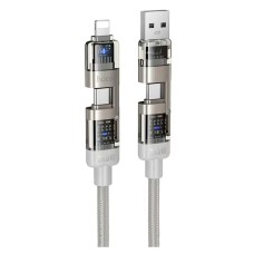 USB кабель Hoco U151 Goldsmith Apple iPhone SE 2022, iPhone 14 Pro Max, iPhone 14 Plus, iPhone 14 Pro, iPhone 14, iPhone 13 Pro, iPhone 13 Mini, iPhone 13, iPhone 13 Pro Max, iPhone 12 Mini, iPhone 12 Pro Max, Lightning, Type-C, 1.2 м., Сірий