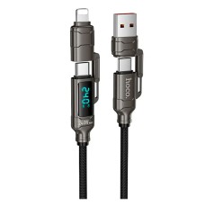 USB кабель Hoco U152 Fortune Apple iPhone SE 2022, iPhone 14 Pro Max, iPhone 14 Plus, iPhone 14 Pro, iPhone 14, iPhone 13 Pro, iPhone 13 Mini, iPhone 13, iPhone 13 Pro Max, iPhone 12 Mini, iPhone 12 Pro Max, Lightning, Type-C, 1.2 м., Чорний