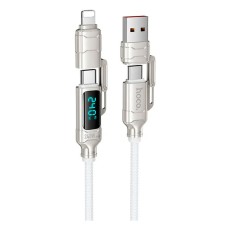 USB кабель Hoco U152 Fortune Apple iPhone SE 2022, iPhone 14 Pro Max, iPhone 14 Plus, iPhone 14 Pro, iPhone 14, iPhone 13 Pro, iPhone 13 Mini, iPhone 13, iPhone 13 Pro Max, iPhone 12 Mini, iPhone 12 Pro Max, Lightning, Type-C, 1.2 м., Сірий