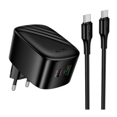 Мережевий зарядний пристрій Hoco CS101A Folding, Type-C, USB, з кабелем, Чорний