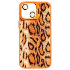 Чохол Apple iPhone 13, iPhone 14, Epik Wild Leopard Lens, MagSafe, Помаранчевий