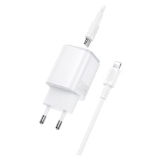 Мережевий зарядний пристрій Borofone BAS83A Star Apple iPhone SE 2022, iPhone 14 Pro Max, iPhone 14 Plus, iPhone 14 Pro, iPhone 14, iPhone 13 Pro, iPhone 13 Mini, iPhone 13, iPhone 13 Pro Max, iPhone 12 Mini, iPhone 12 Pro Max, Type-C, Lightning, з кабеле