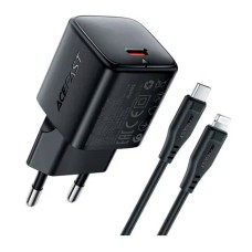 Мережевий зарядний пристрій Acefast A118 Apple iPhone SE 2022, iPhone 14 Pro Max, iPhone 14 Plus, iPhone 14 Pro, iPhone 14, iPhone 13 Pro, iPhone 13 Mini, iPhone 13, iPhone 13 Pro Max, iPhone 12 Mini, iPhone 12 Pro Max, iPhone 12 Pro, Lightning, з кабелем