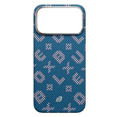 Чехол Apple iPhone 17 Pro, Blueo Gilded Tactile Woven, MagSafe, Синий