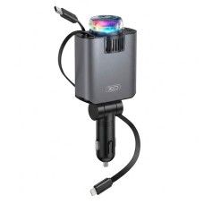 Автомобильное зарядное устройство XO CC72, С кабелем, Lightning, Серый