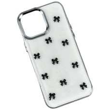 Чохол Apple iPhone 12, iPhone 12 Pro, Shiny Crystal Colored Bow, Black Bows, Малюнок