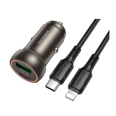 Автомобильное зарядное устройство Borofone BZ32A Fresh Apple iPhone SE 2022,iPhone 14 Pro Max,iPhone 14 Plus,iPhone 14 Pro,iPhone 14,iPhone 13 Pro,iPhone 13 Mini,iPhone 13,iPhone 13 Pro Max,iPhone 12 Mini,iPhone 12 Pro Max, С кабелем, Lightning, Золотой