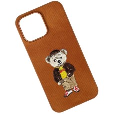 Чохол Apple iPhone 13 Pro Max, Teddy Bear Embroidered, Помаранчевий